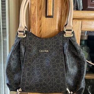 Calvin Klein Brown Shoulder Bag with Monogram Design